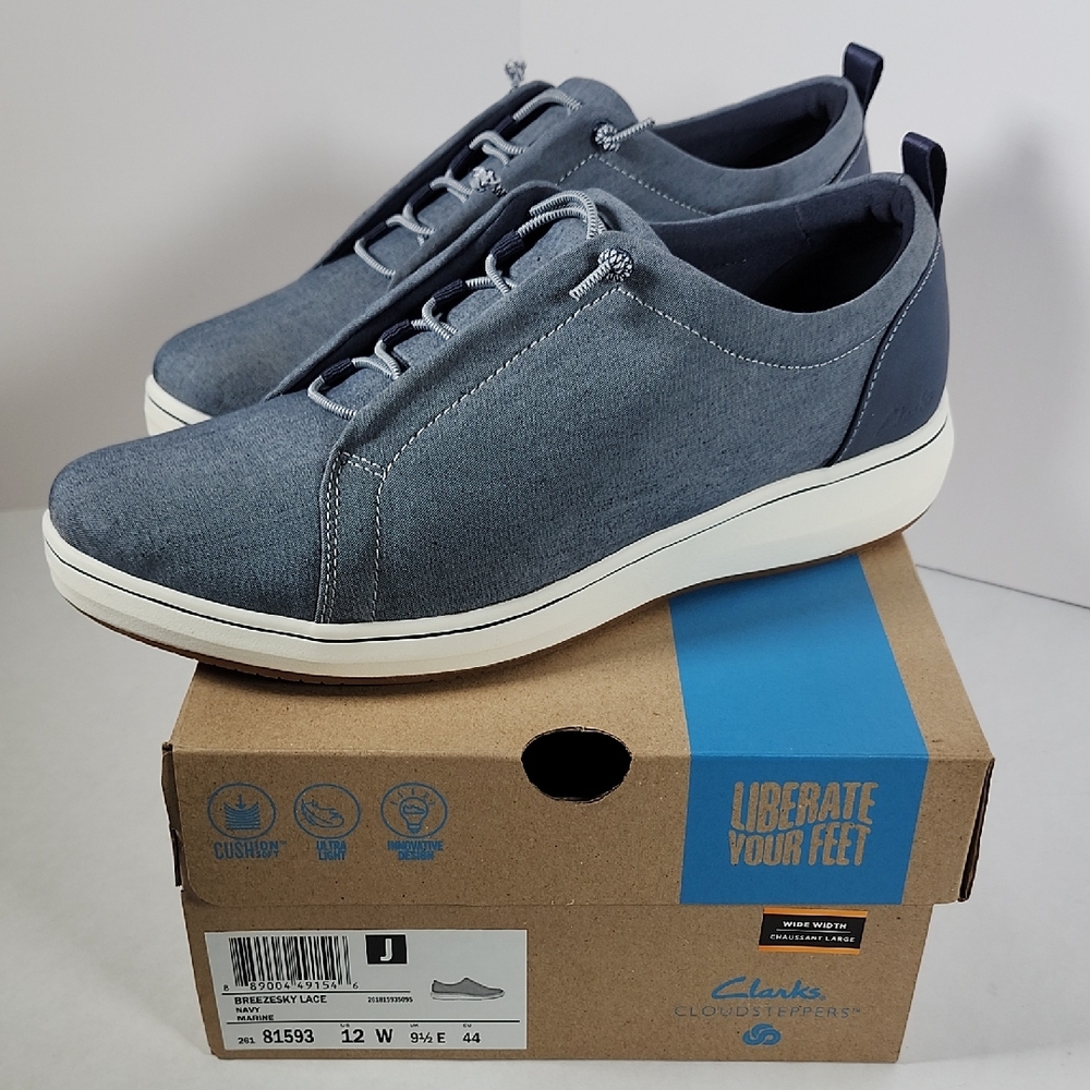 Clarks Cloudsteppers Breeze Sky Slip-On Women's Shoes Navy Blue Size 9.5 NEW